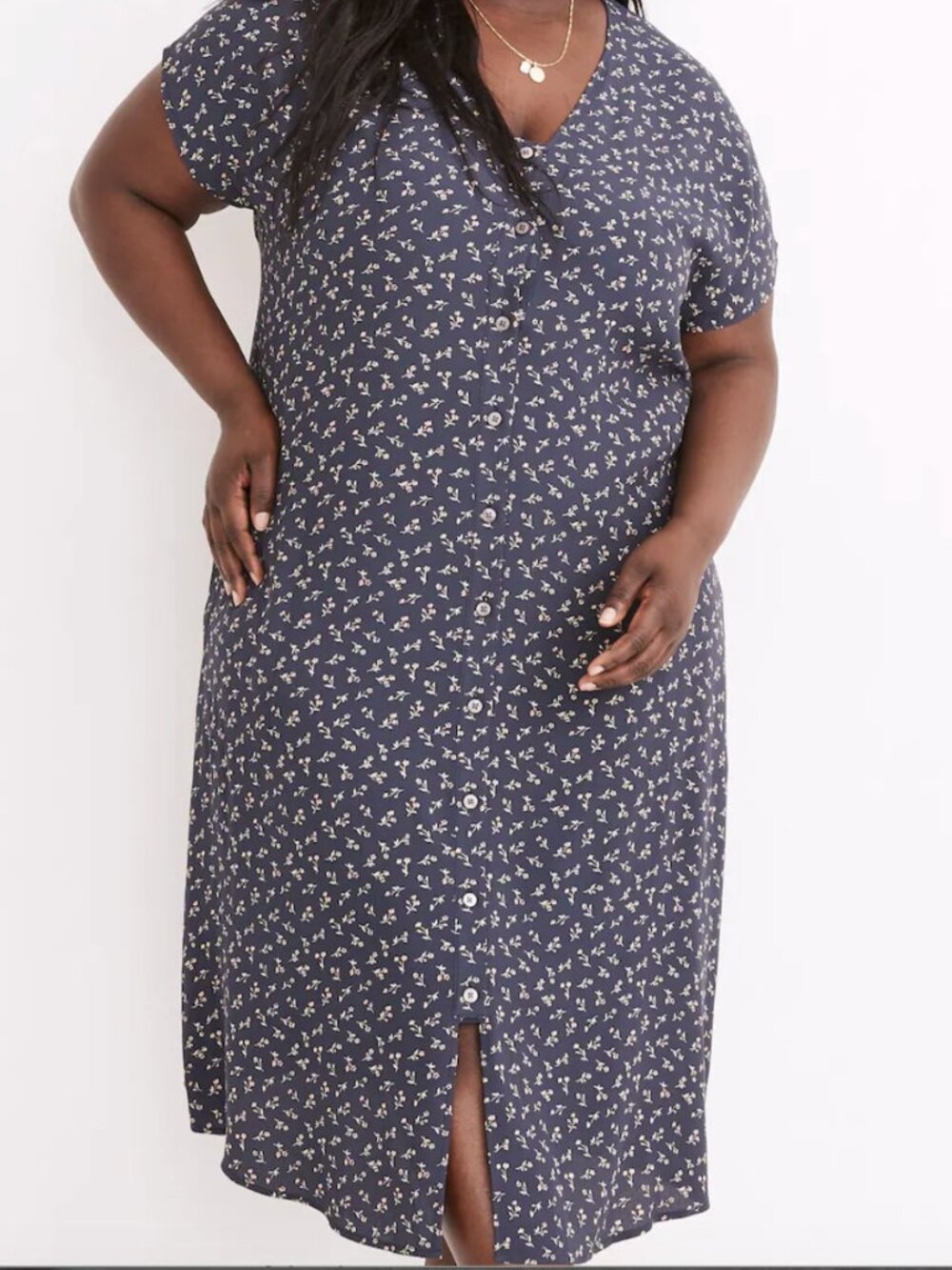 Madewell Plus Easy Midi Dress Spring Fling Floral Navy 1X